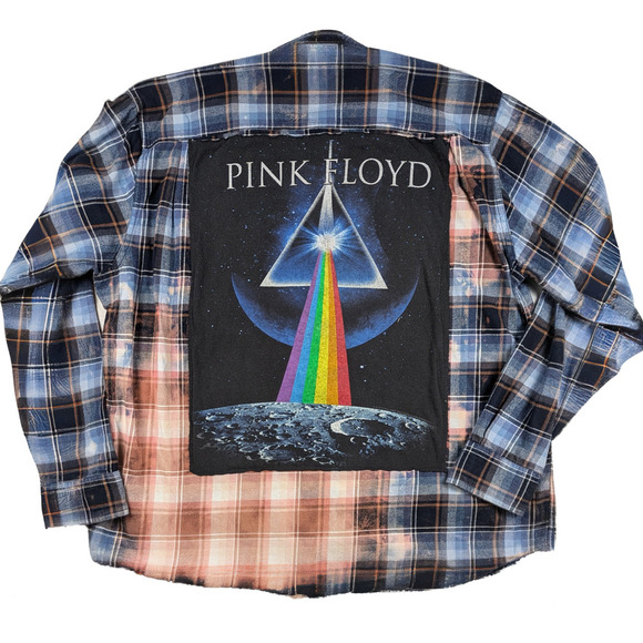 Saint Amand's Tops - Refreshed -  Original Weatherproof Vintage Flannel Upcycled with Pink Floyd